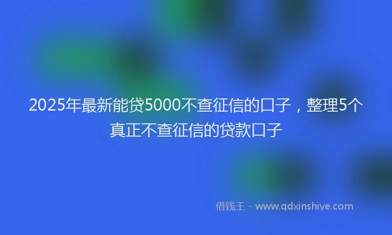 2025年最新能贷5000不查征信的口子，整理5个真正不查征信的贷款口子