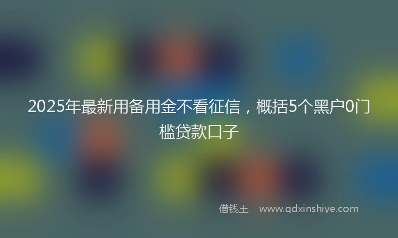 2025年最新用备用金不看征信，概括5个黑户0门槛贷款口子