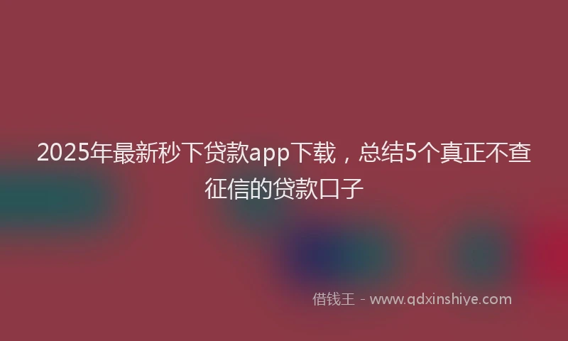 2025年最新秒下贷款app下载，总结5个真正不查征信的贷款口子
