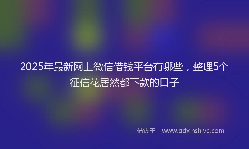 2025年最新网上微信借钱平台有哪些，整理5个征信花居然都下款的口子