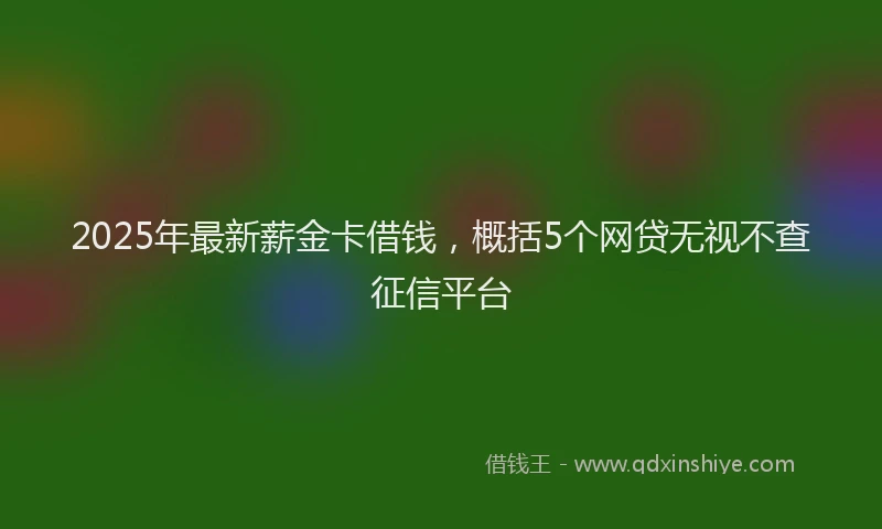 2025年最新薪金卡借钱，概括5个网贷无视不查征信平台