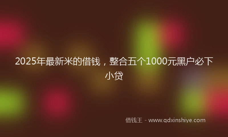 2025年最新米的借钱，整合五个1000元黑户必下小贷