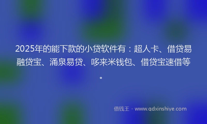 2025年的能下款的小贷软件有：超人卡、借贷易融贷宝、涌泉易贷、哆来米钱包、借贷宝速借等。