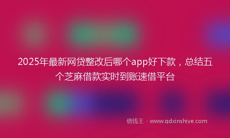 2025年最新网贷整改后哪个app好下款，总结五个芝麻借款实时到账速借平台