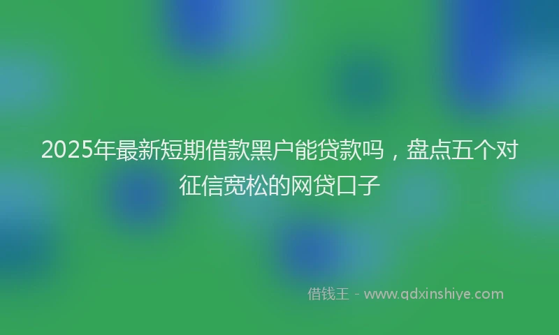 2025年最新短期借款黑户能贷款吗，盘点五个对征信宽松的网贷口子