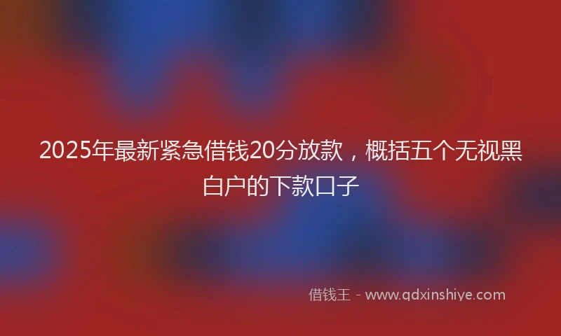 2025年最新紧急借钱20分放款，概括五个无视黑白户的下款口子