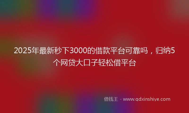 2025年最新秒下3000的借款平台可靠吗，归纳5个网贷大口子轻松借平台