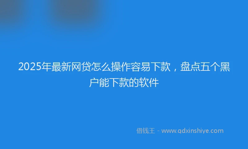 2025年最新网贷怎么操作容易下款，盘点五个黑户能下款的软件