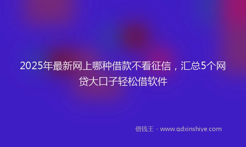 2025年最新网上哪种借款不看征信，汇总5个网贷大口子轻松借软件