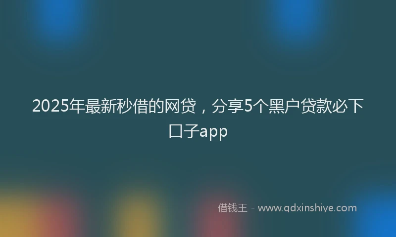 2025年最新秒借的网贷，分享5个黑户贷款必下口子app