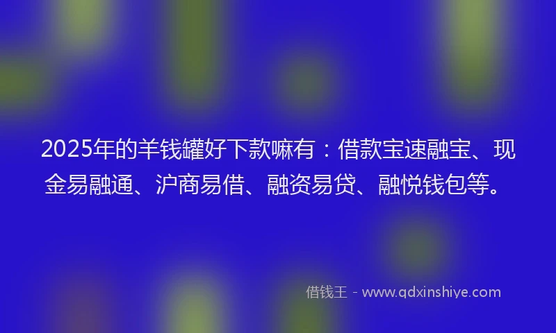 2025年的羊钱罐好下款嘛有：借款宝速融宝、现金易融通、沪商易借、融资易贷、融悦钱包等。