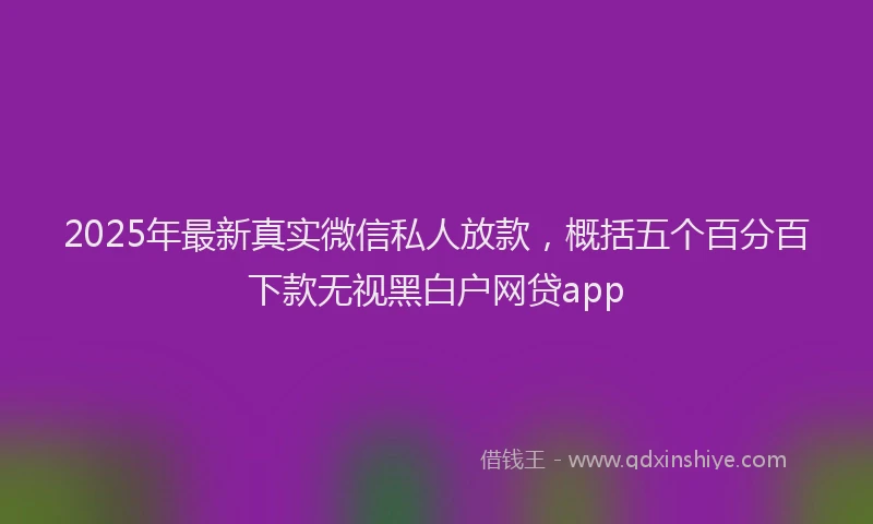2025年最新真实微信私人放款，概括五个百分百下款无视黑白户网贷app