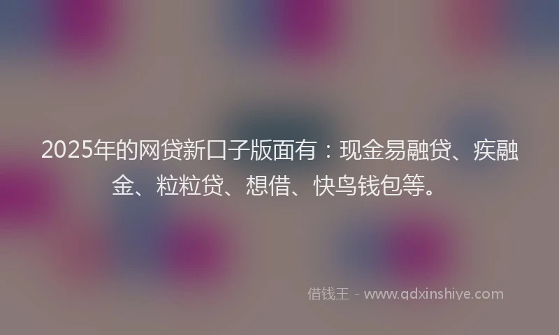 2025年的网贷新口子版面有：现金易融贷、疾融金、粒粒贷、想借、快鸟钱包等。