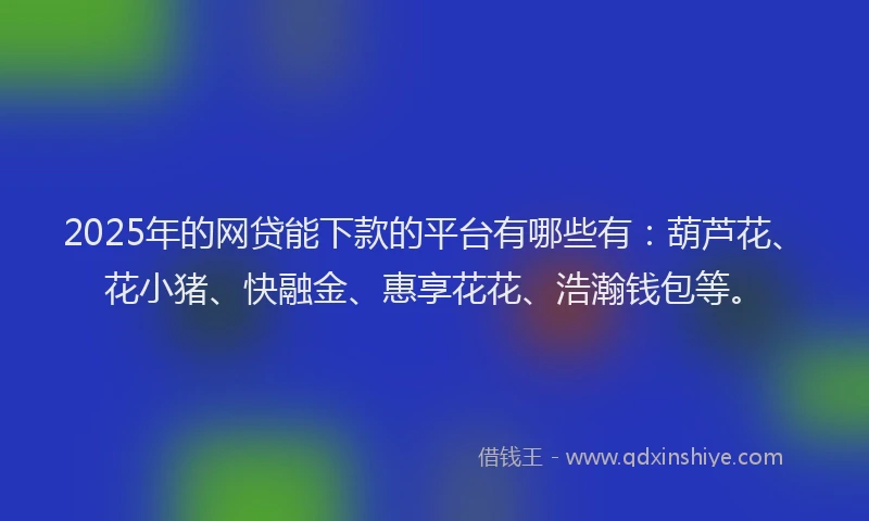 2025年的网贷能下款的平台有哪些有：葫芦花、花小猪、快融金、惠享花花、浩瀚钱包等。