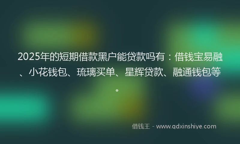 2025年的短期借款黑户能贷款吗有：借钱宝易融、小花钱包、琉璃买单、星辉贷款、融通钱包等。