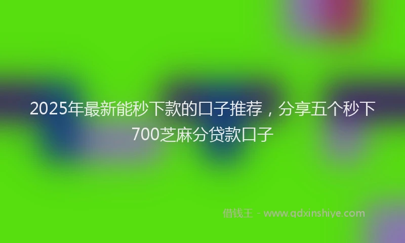 2025年最新能秒下款的口子推荐，分享五个秒下700芝麻分贷款口子