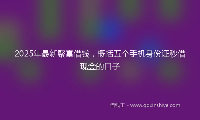 2025年最新聚富借钱，概括五个手机身份证秒借现金的口子