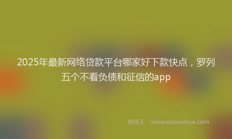 2025年最新网络贷款平台哪家好下款快点，罗列五个不看负债和征信的app