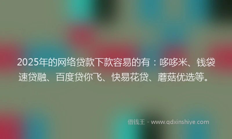 2025年的网络贷款下款容易的有：哆哆米、钱袋速贷融、百度贷你飞、快易花贷、蘑菇优选等。