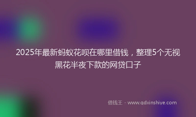 2025年最新蚂蚁花呗在哪里借钱，整理5个无视黑花半夜下款的网贷口子