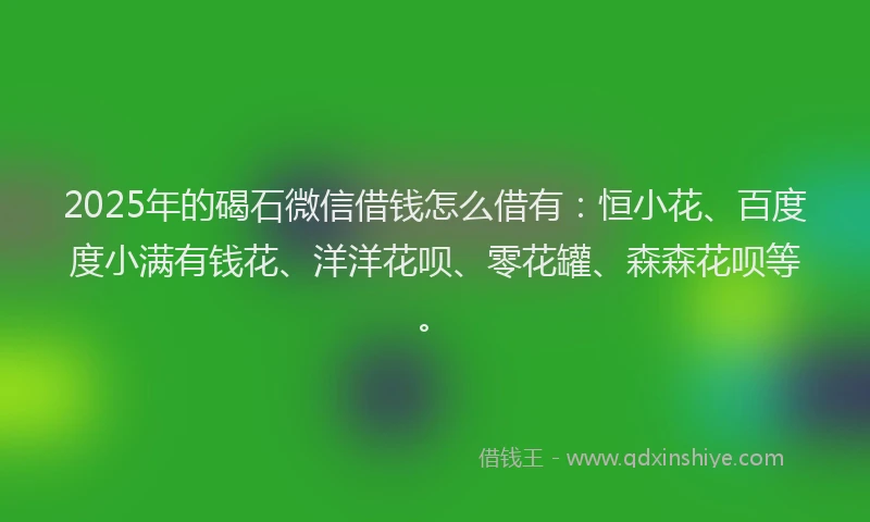 2025年的碣石微信借钱怎么借有：恒小花、百度度小满有钱花、洋洋花呗、零花罐、森森花呗等。