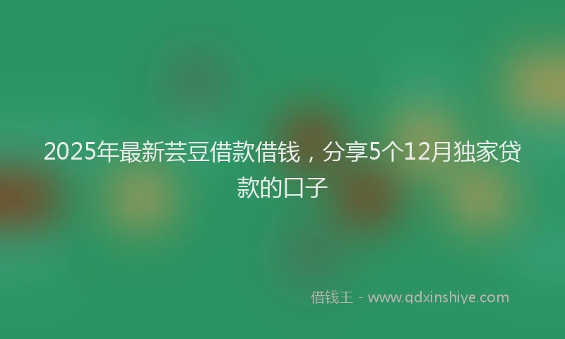 2025年最新芸豆借款借钱，分享5个12月独家贷款的口子