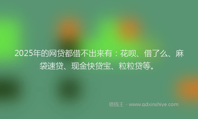 2025年的网贷都借不出来有：花呗、借了么、麻袋速贷、现金快贷宝、粒粒贷等。