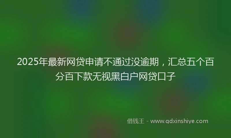 2025年最新网贷申请不通过没逾期，汇总五个百分百下款无视黑白户网贷口子