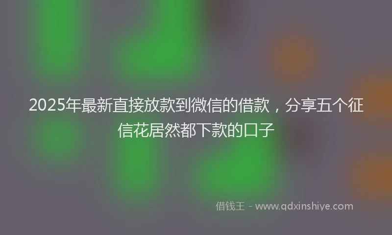 2025年最新直接放款到微信的借款，分享五个征信花居然都下款的口子