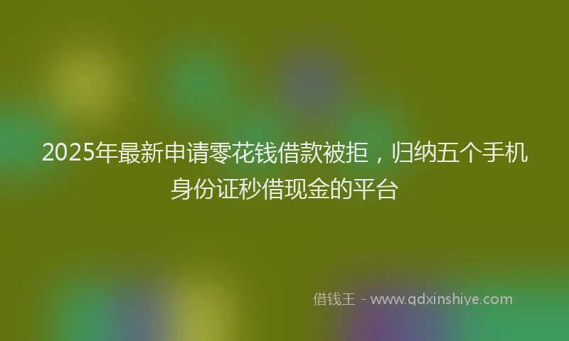 2025年最新申请零花钱借款被拒，归纳五个手机身份证秒借现金的平台