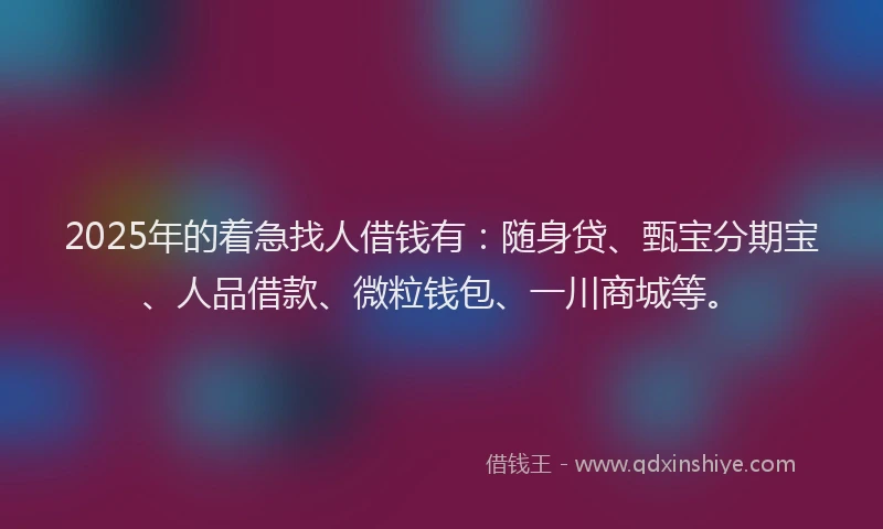 2025年的着急找人借钱有：随身贷、甄宝分期宝、人品借款、微粒钱包、一川商城等。