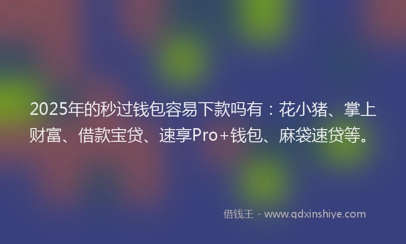 2025年的秒过钱包容易下款吗有：花小猪、掌上财富、借款宝贷、速享Pro+钱包、麻袋速贷等。