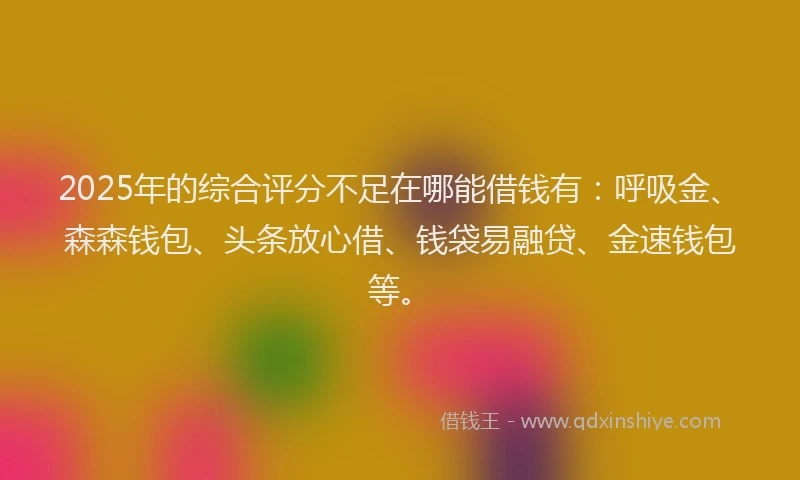 2025年的综合评分不足在哪能借钱有：呼吸金、森森钱包、头条放心借、钱袋易融贷、金速钱包等。