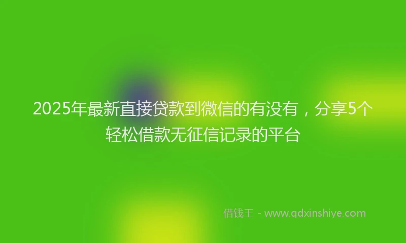 2025年最新直接贷款到微信的有没有，分享5个轻松借款无征信记录的平台