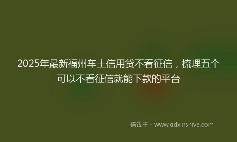 2025年最新福州车主信用贷不看征信，梳理五个可以不看征信就能下款的平台
