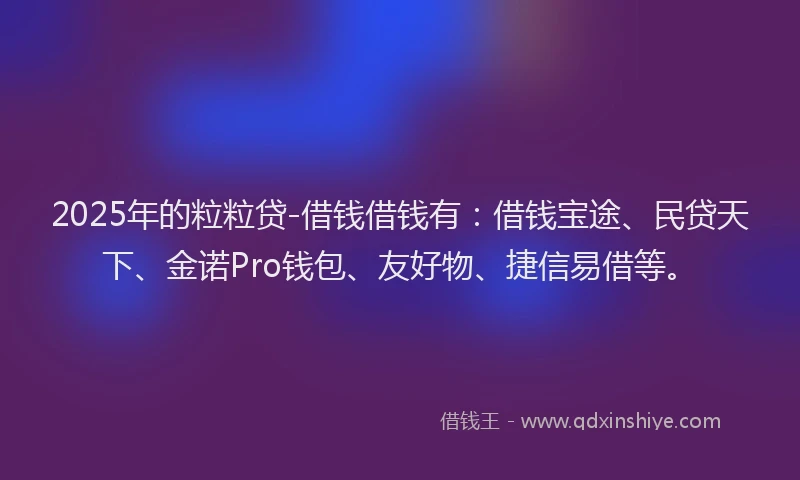 2025年的粒粒贷-借钱借钱有：借钱宝途、民贷天下、金诺Pro钱包、友好物、捷信易借等。