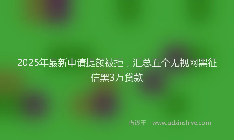 2025年最新申请提额被拒，汇总五个无视网黑征信黑3万贷款