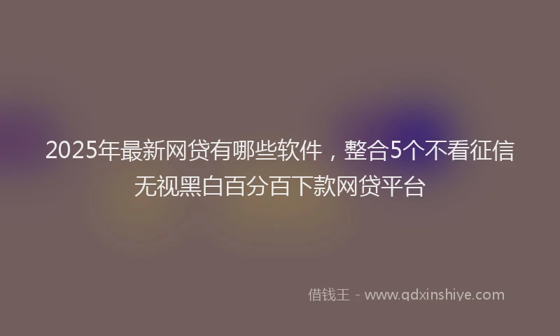 2025年最新网贷有哪些软件，整合5个不看征信无视黑白百分百下款网贷平台