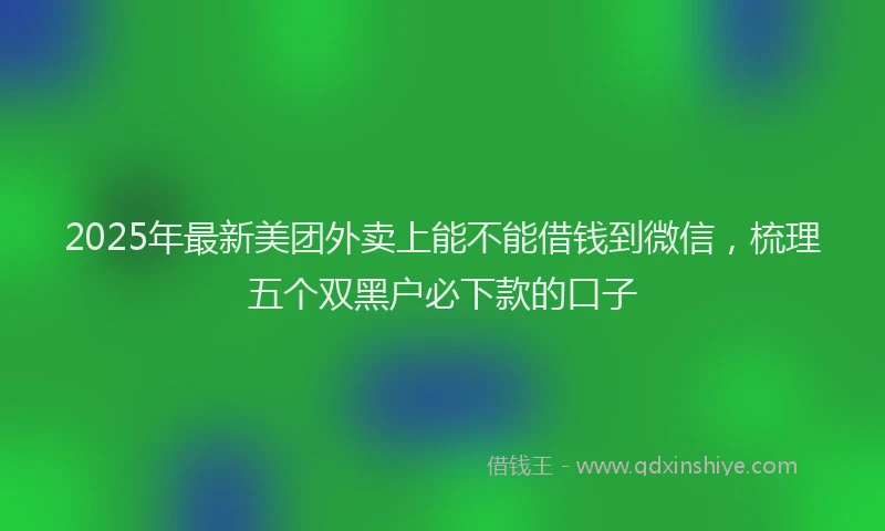 2025年最新美团外卖上能不能借钱到微信，梳理五个双黑户必下款的口子