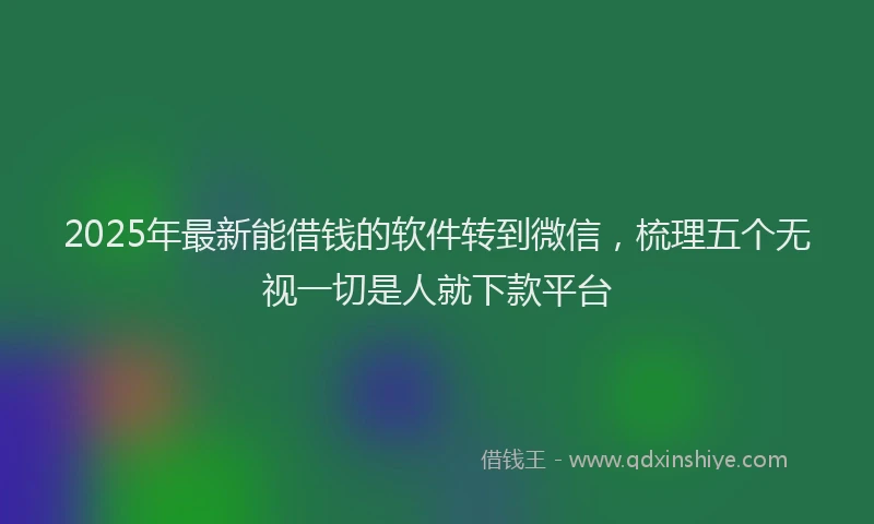 2025年最新能借钱的软件转到微信，梳理五个无视一切是人就下款平台