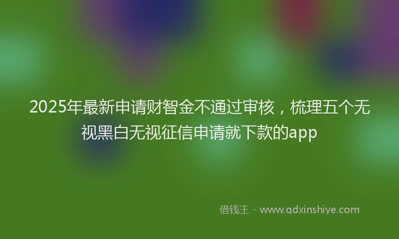 2025年最新申请财智金不通过审核，梳理五个无视黑白无视征信申请就下款的app