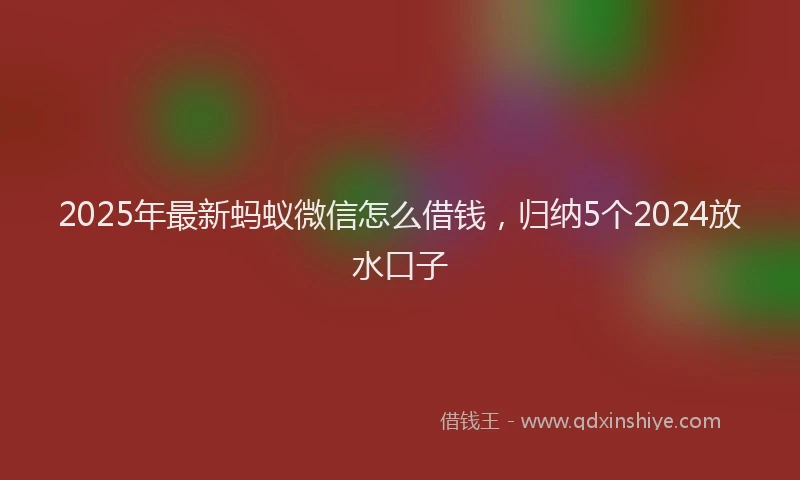 2025年最新蚂蚁微信怎么借钱，归纳5个2024放水口子