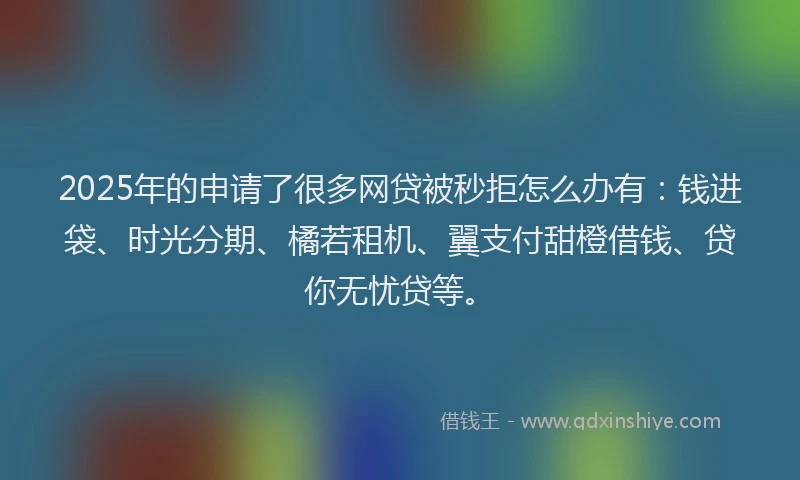 2025年的申请了很多网贷被秒拒怎么办有：钱进袋、时光分期、橘若租机、翼支付甜橙借钱、贷你无忧贷等。