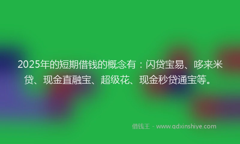 2025年的短期借钱的概念有：闪贷宝易、哆来米贷、现金直融宝、超级花、现金秒贷通宝等。