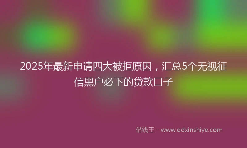 2025年最新申请四大被拒原因，汇总5个无视征信黑户必下的贷款口子