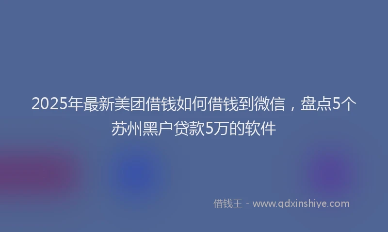 2025年最新美团借钱如何借钱到微信，盘点5个苏州黑户贷款5万的软件