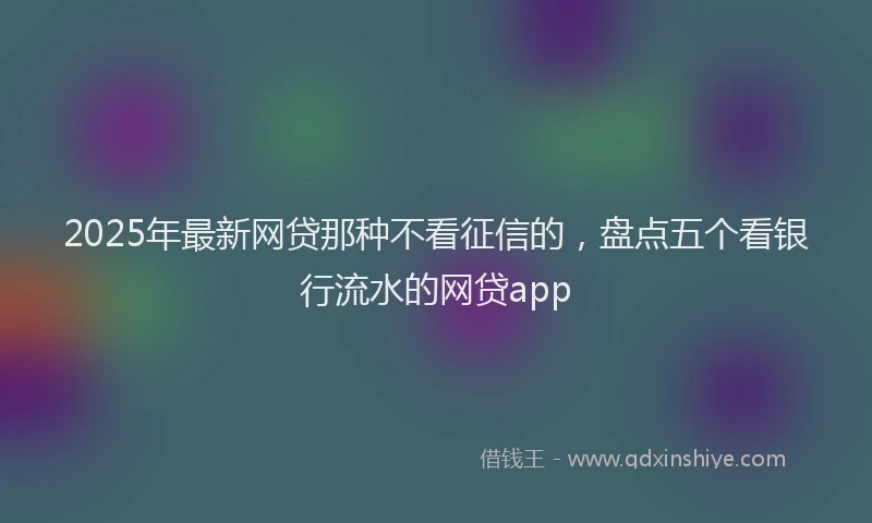 2025年最新网贷那种不看征信的，盘点五个看银行流水的网贷app