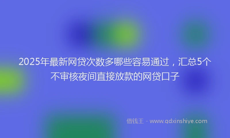 2025年最新网贷次数多哪些容易通过，汇总5个不审核夜间直接放款的网贷口子