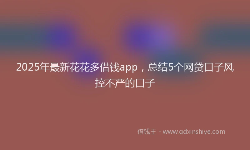 2025年最新花花多借钱app，总结5个网贷口子风控不严的口子