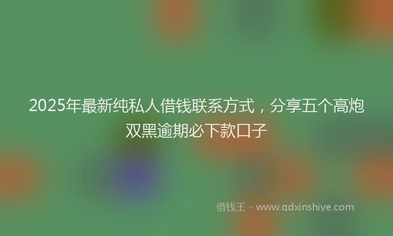 2025年最新纯私人借钱联系方式，分享五个高炮双黑逾期必下款口子